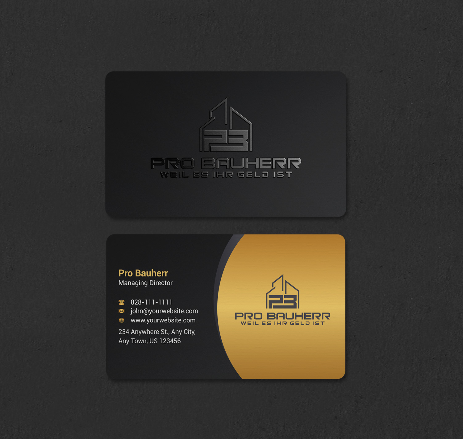 Business Card Design by INDIAN_Ashok for Pro Bauherr GmbH | Design #30909175