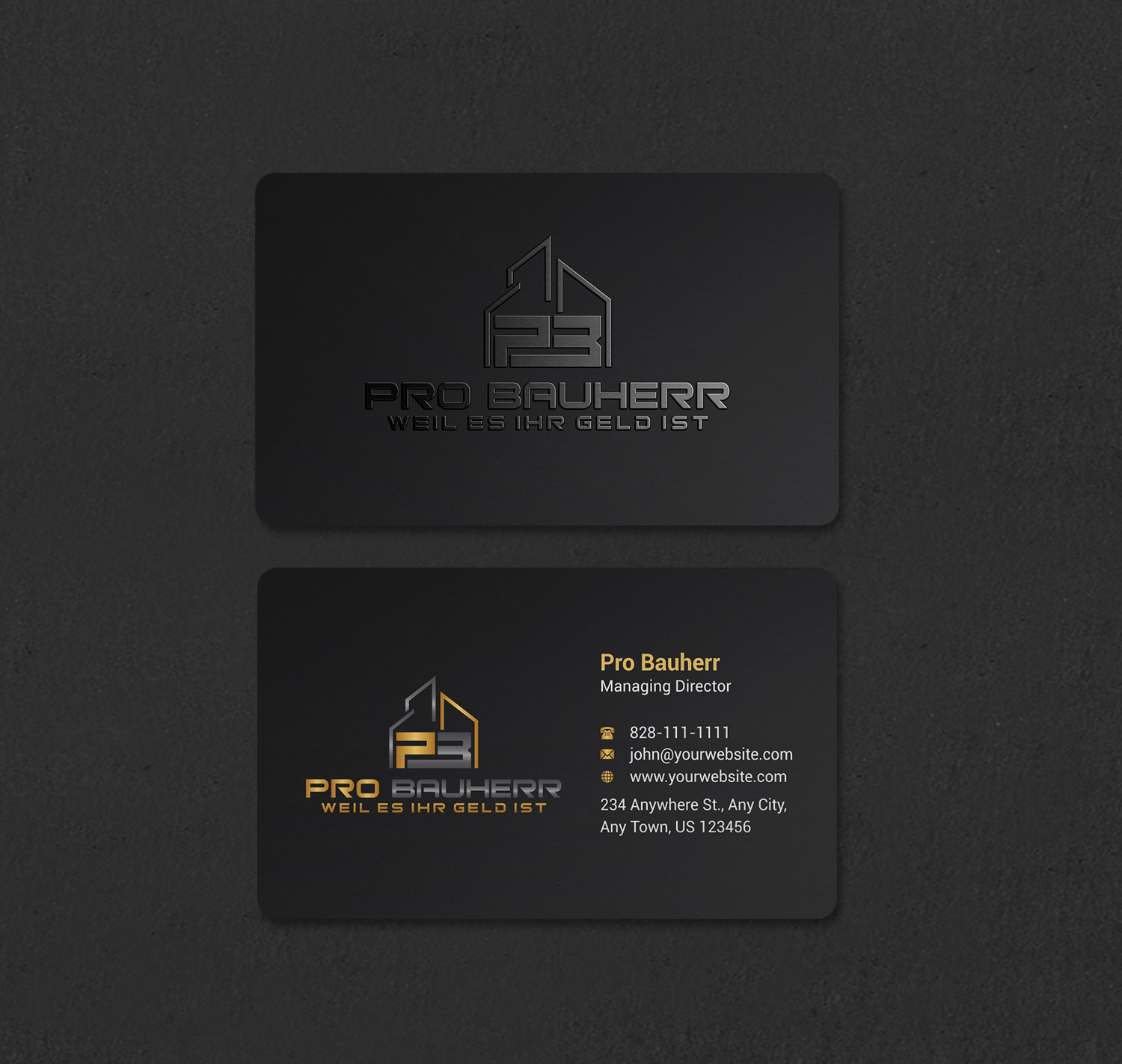 Business Card Design by INDIAN_Ashok for Pro Bauherr GmbH | Design #30909185