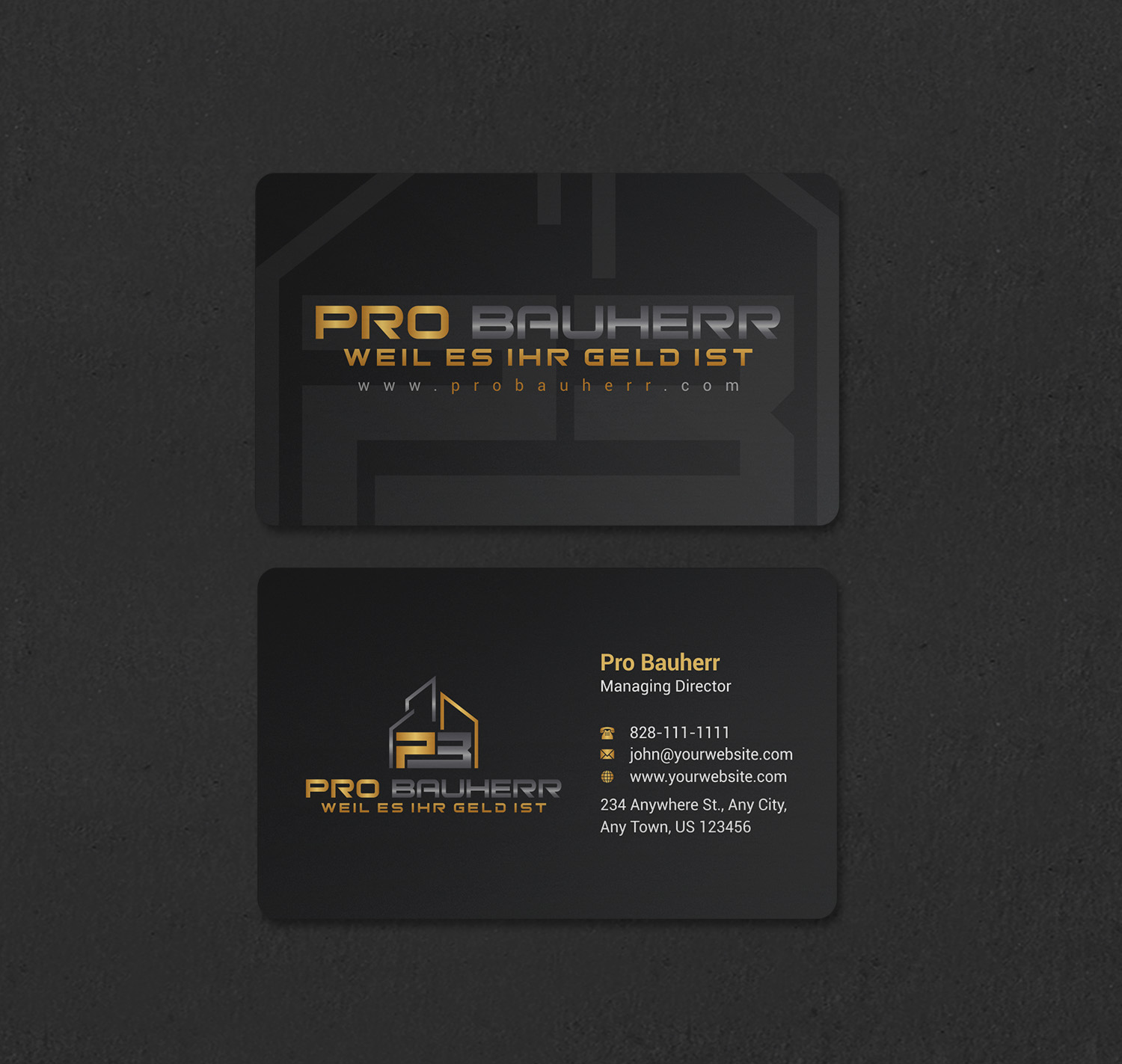 Business Card Design by INDIAN_Ashok for Pro Bauherr GmbH | Design #30909188