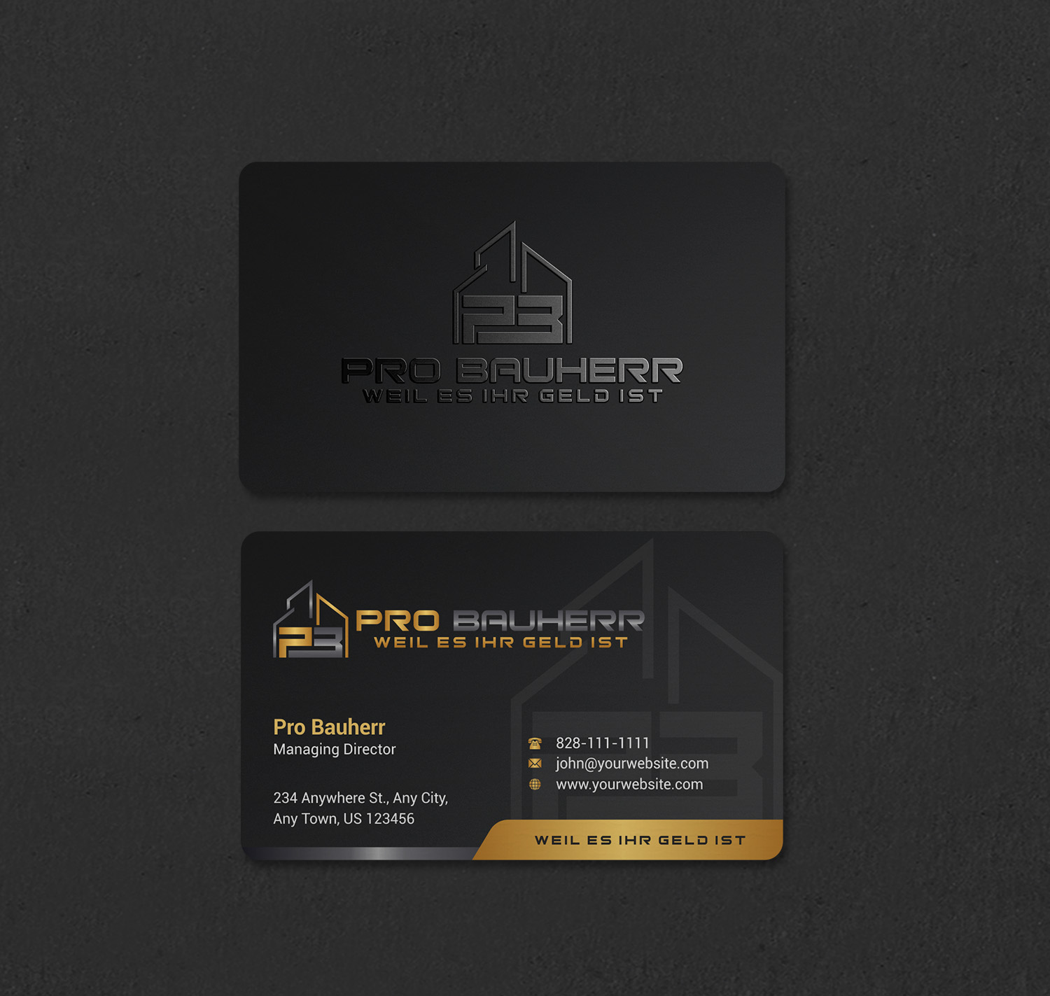 Business Card Design by INDIAN_Ashok for Pro Bauherr GmbH | Design #30909204