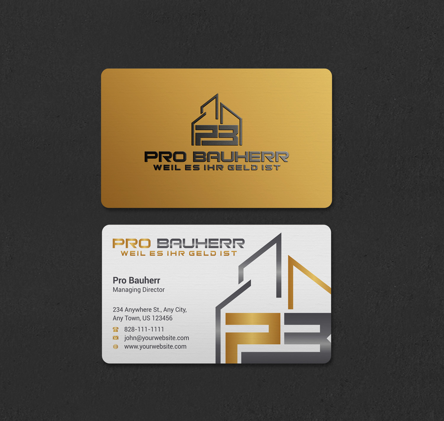 Business Card Design by INDIAN_Ashok for Pro Bauherr GmbH | Design #30909209