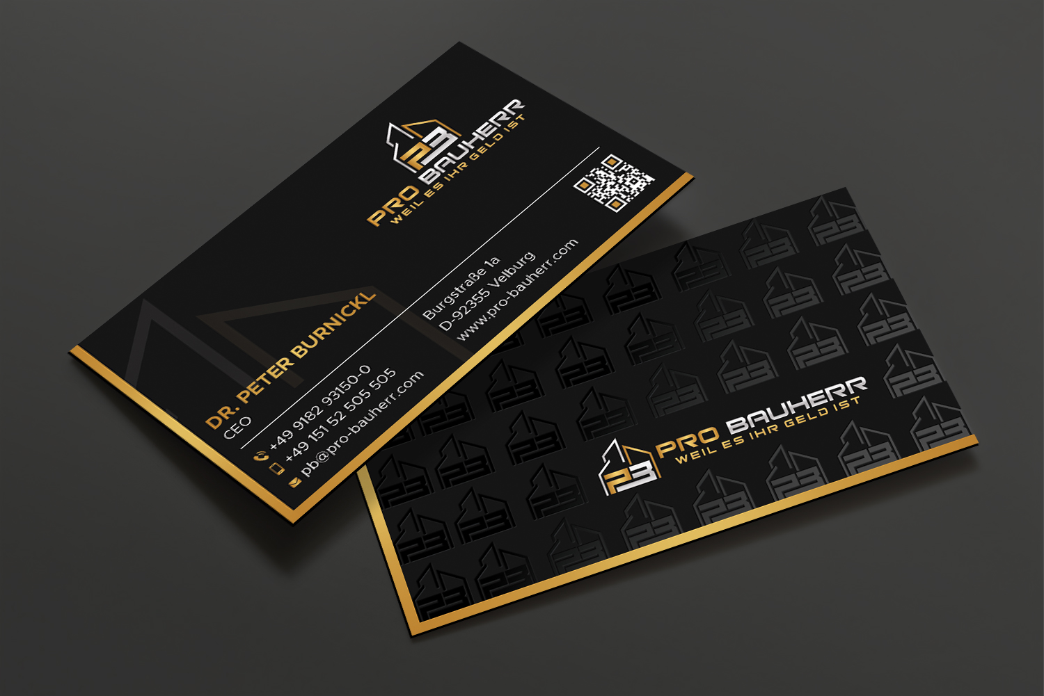 Business Card Design by DesignShout for Pro Bauherr GmbH | Design #30912569
