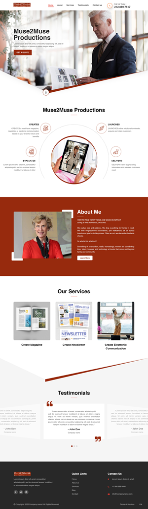 Web Design par pb pour Muse2Muse Productions LLC | Design : #30885407