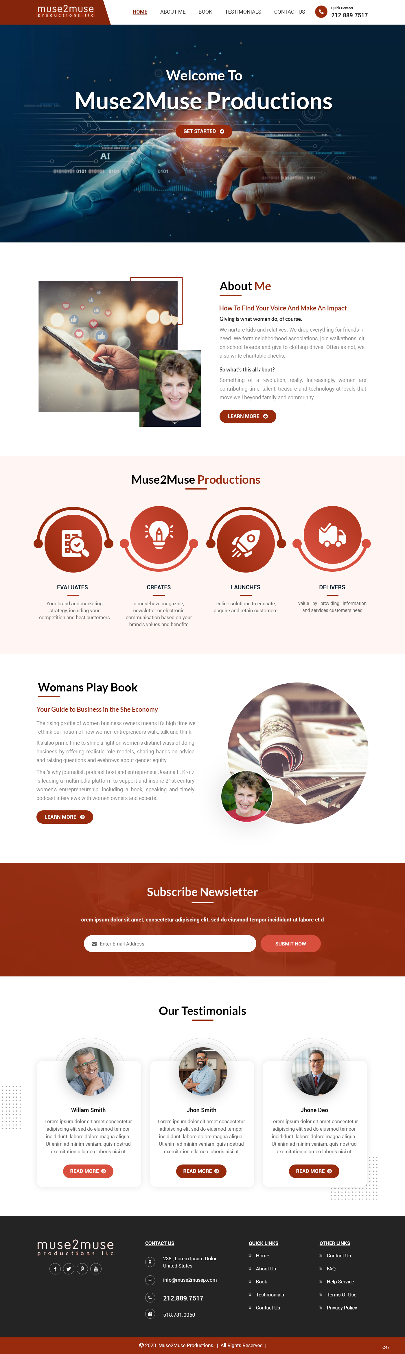 Web Design by pb for Muse2Muse Productions LLC | Design #30885411