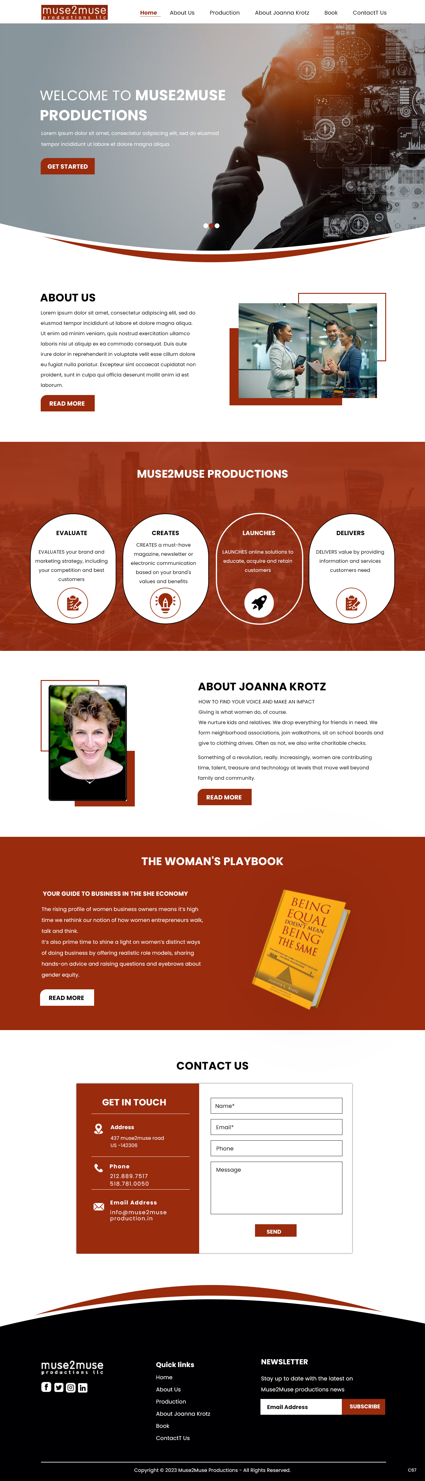 Web Design by pb for Muse2Muse Productions LLC | Design #30885420