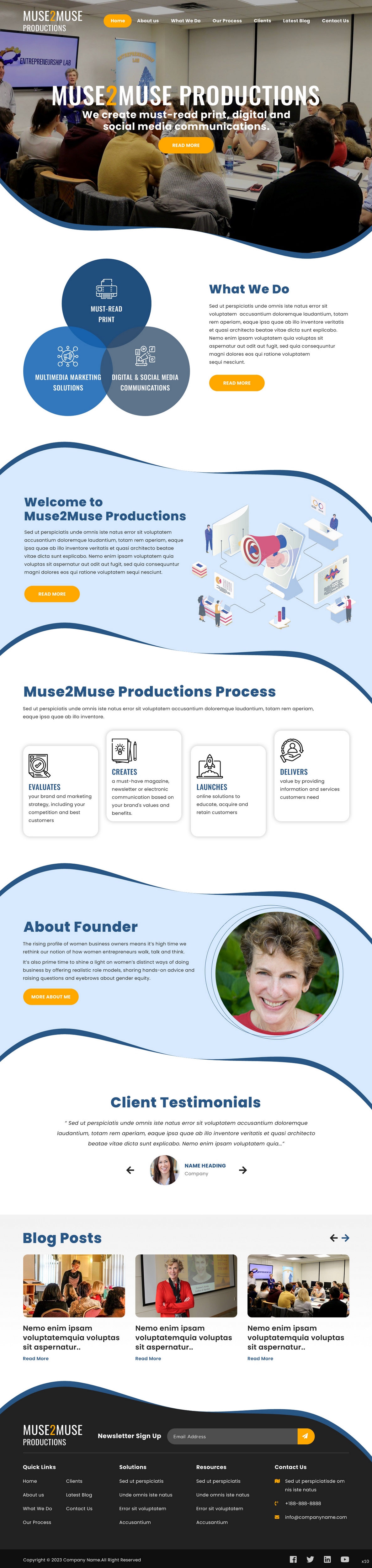 Web Design by pb for Muse2Muse Productions LLC | Design #30885425