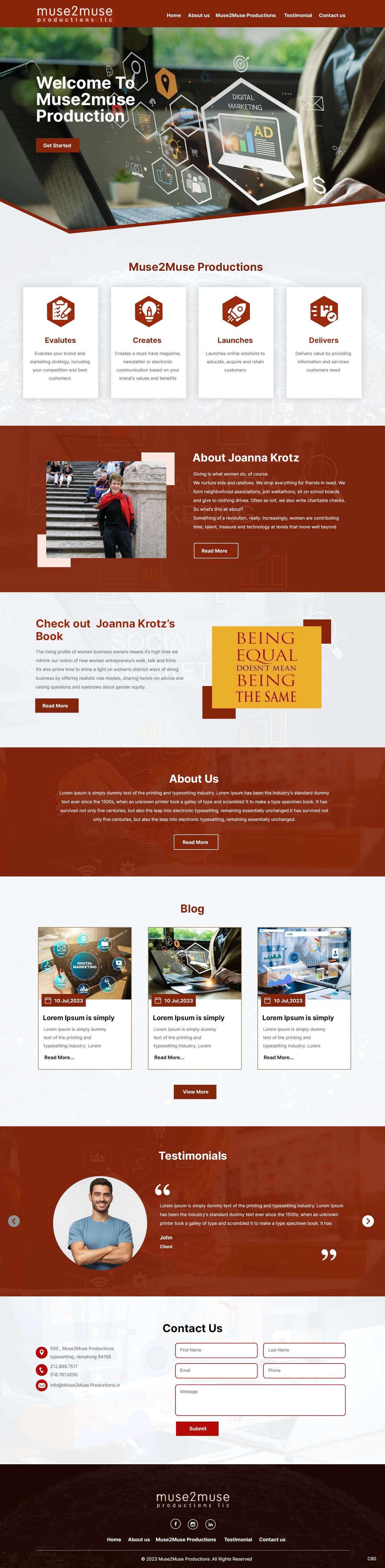 Web Design by pb for Muse2Muse Productions LLC | Design #30892201