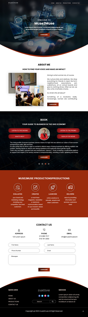 Web Design par pb pour Muse2Muse Productions LLC | Design : #30892203