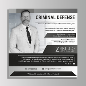 Design Annonce  par KreativeMadz pour Zerillo Law FIrm, LLC | Design : #30895728