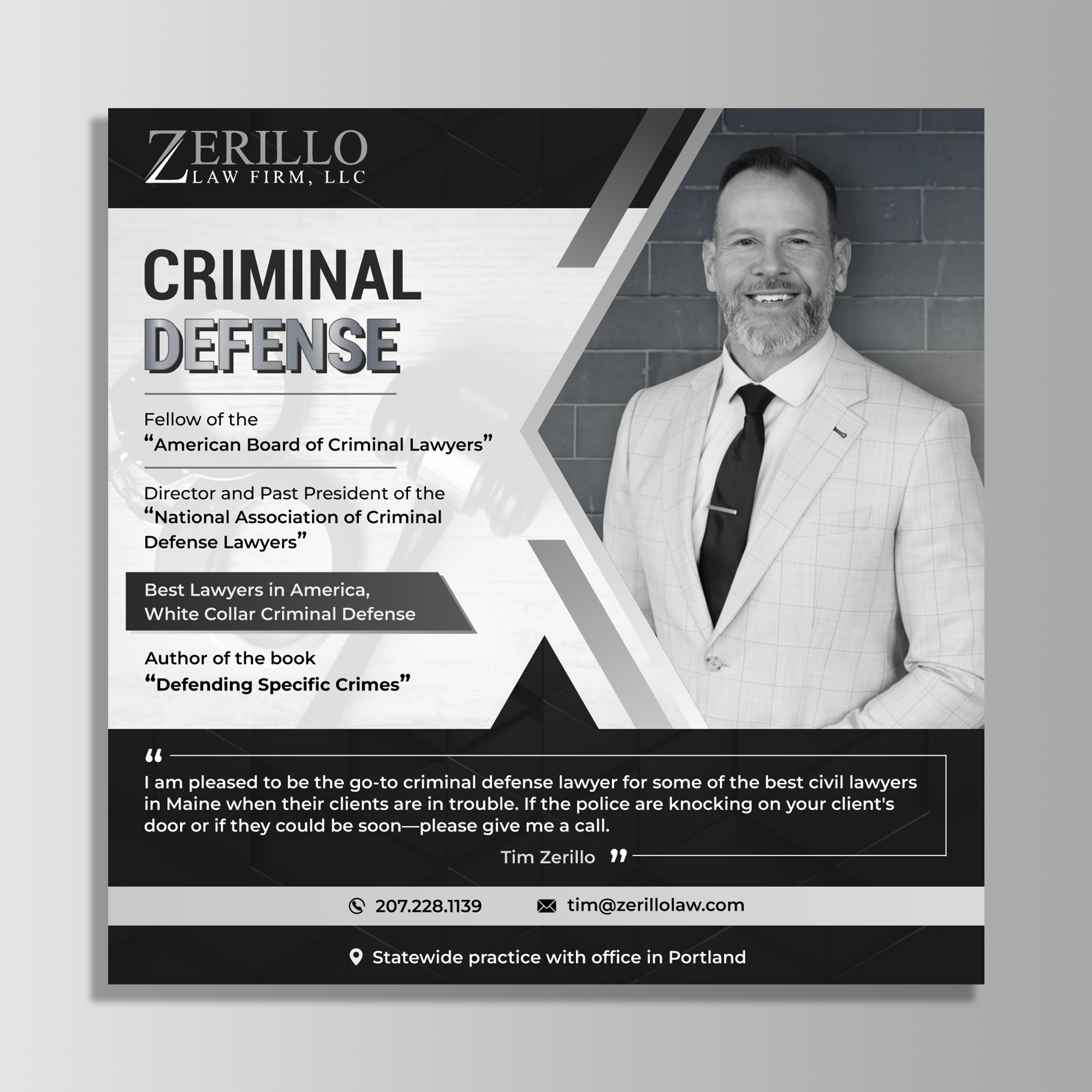 Design Annonce  par KreativeMadz pour Zerillo Law FIrm, LLC | Design #30895774