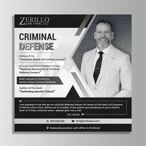 Design Annonce  par KreativeMadz pour Zerillo Law FIrm, LLC | Design : #30895774
