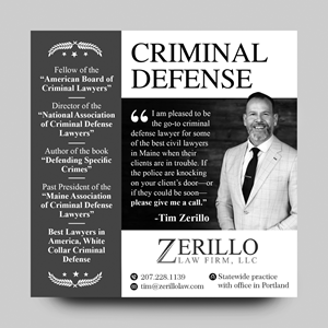 Newspaper Ad Design by rkailas for Zerillo Law FIrm, LLC | Design #30896367