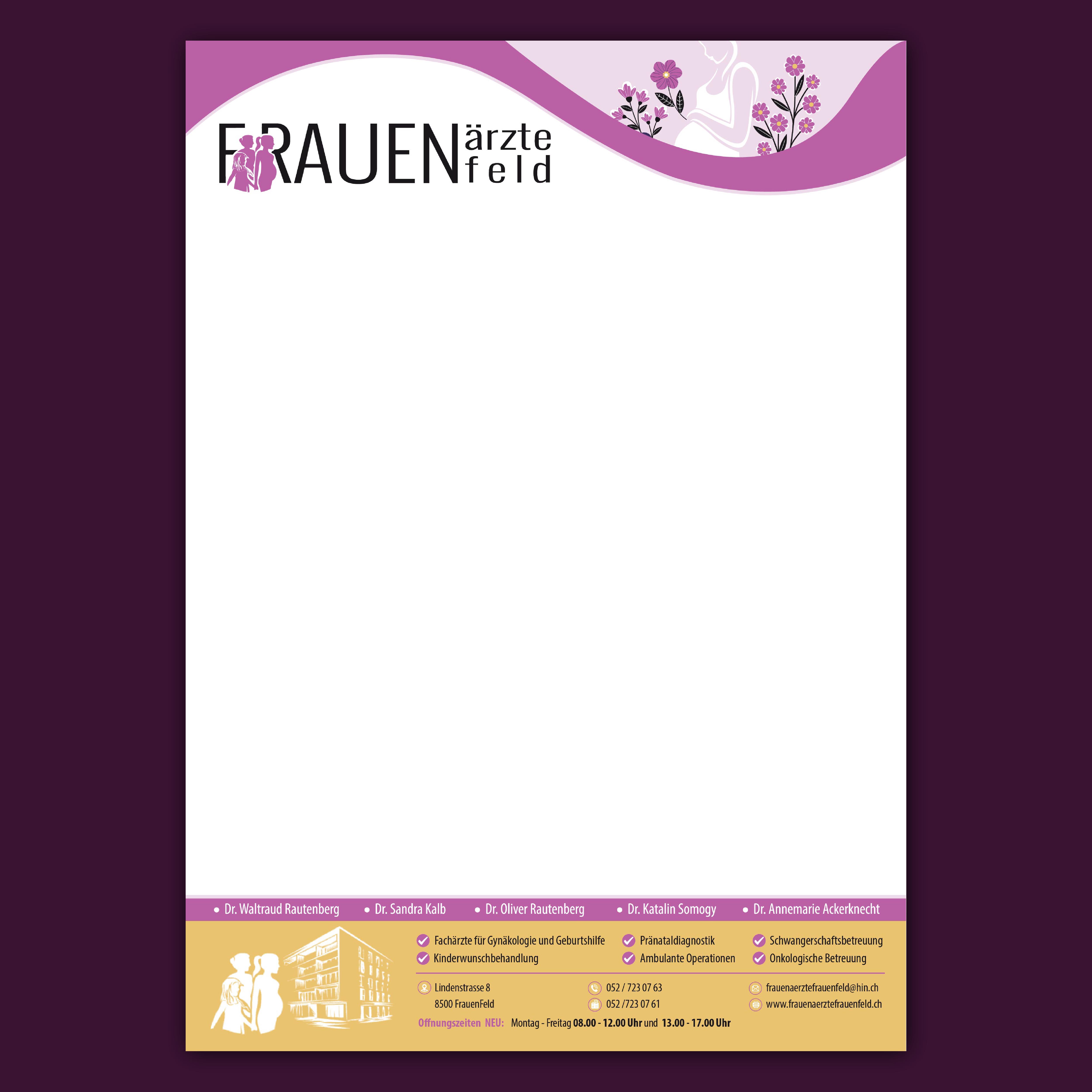 Schreibwaren-Design von Bidita Saha für Frauenärzte Frauenfeld | Design #30918151