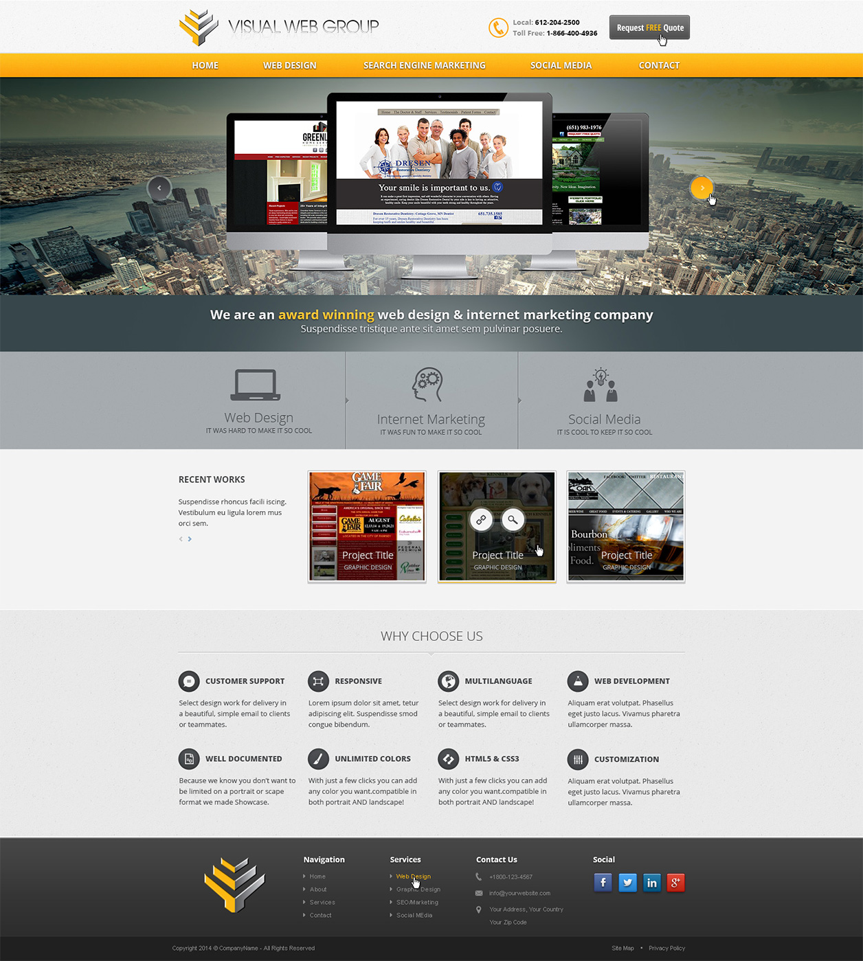 serious modern group web design for a company by emmanuel emmanuel design group