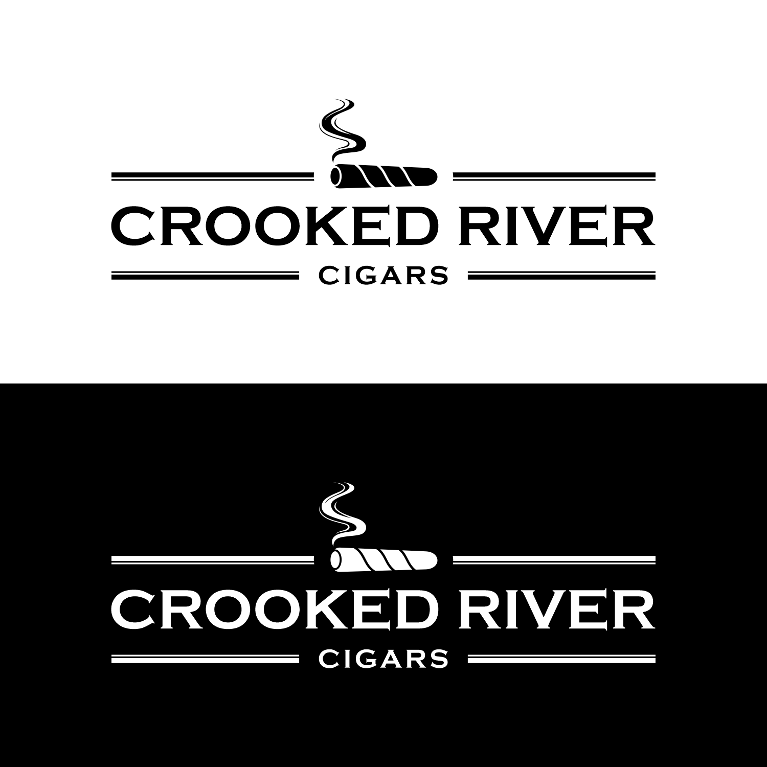 Traditional, Masculine Logo Design for Crooked River Cigars by