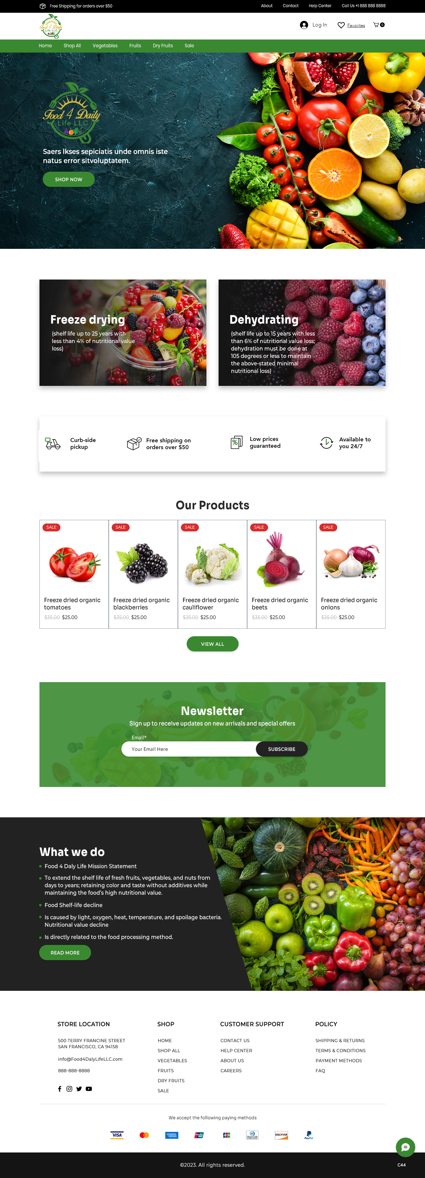 Wix Design by pb for Food 4 Daily Life LLC | Design #30999015