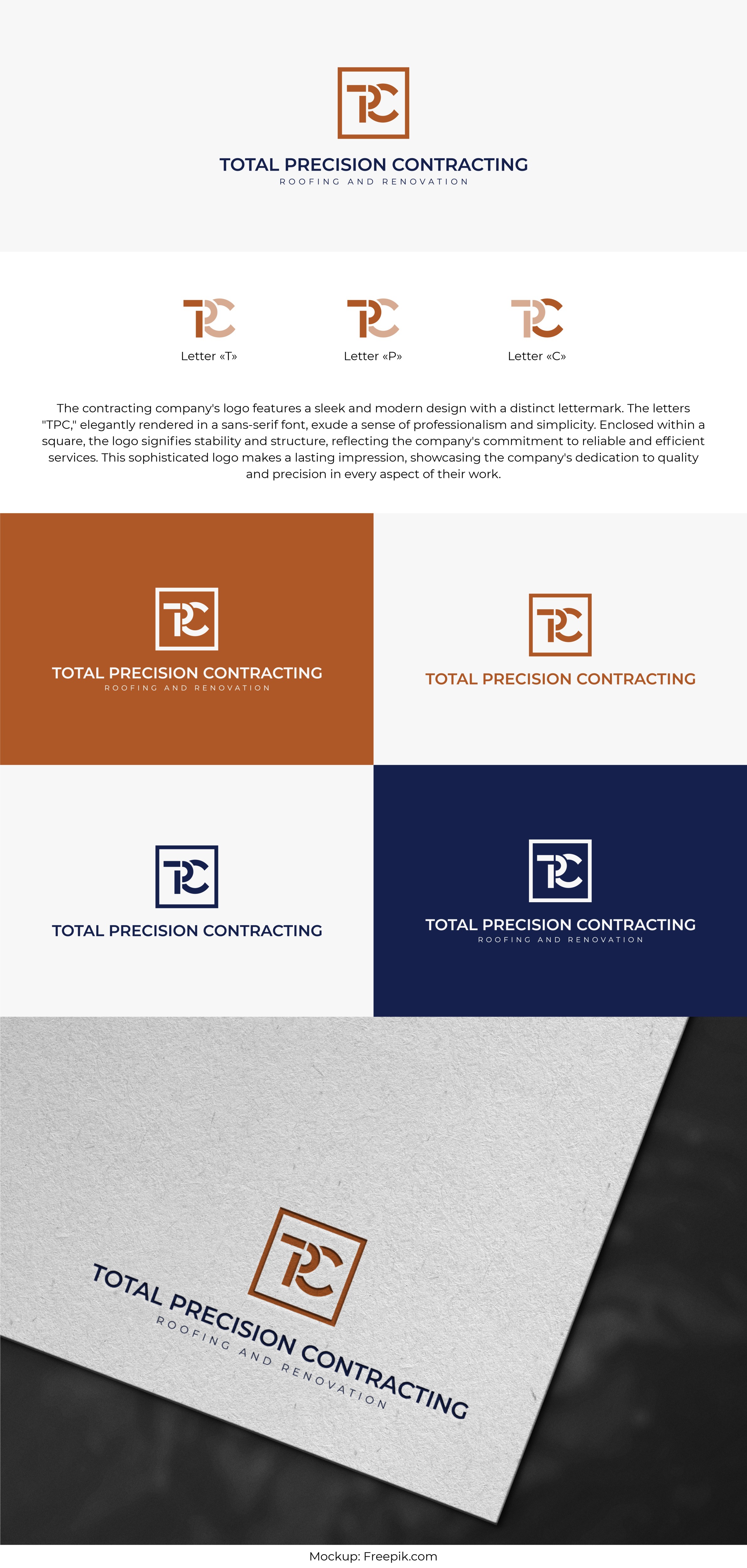 Logo Design by ALMANAL GRAPHICS for Total Precision Contracting | Design #31010661