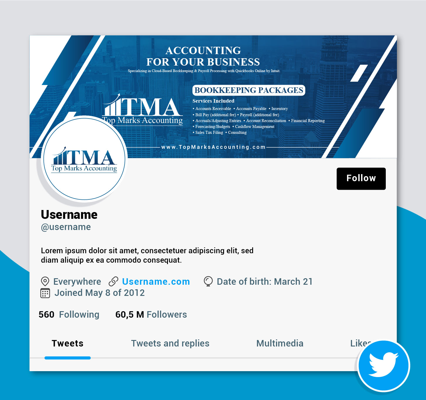 Twitter-Design von artbitin für dieses Projekt | Design: #31033924