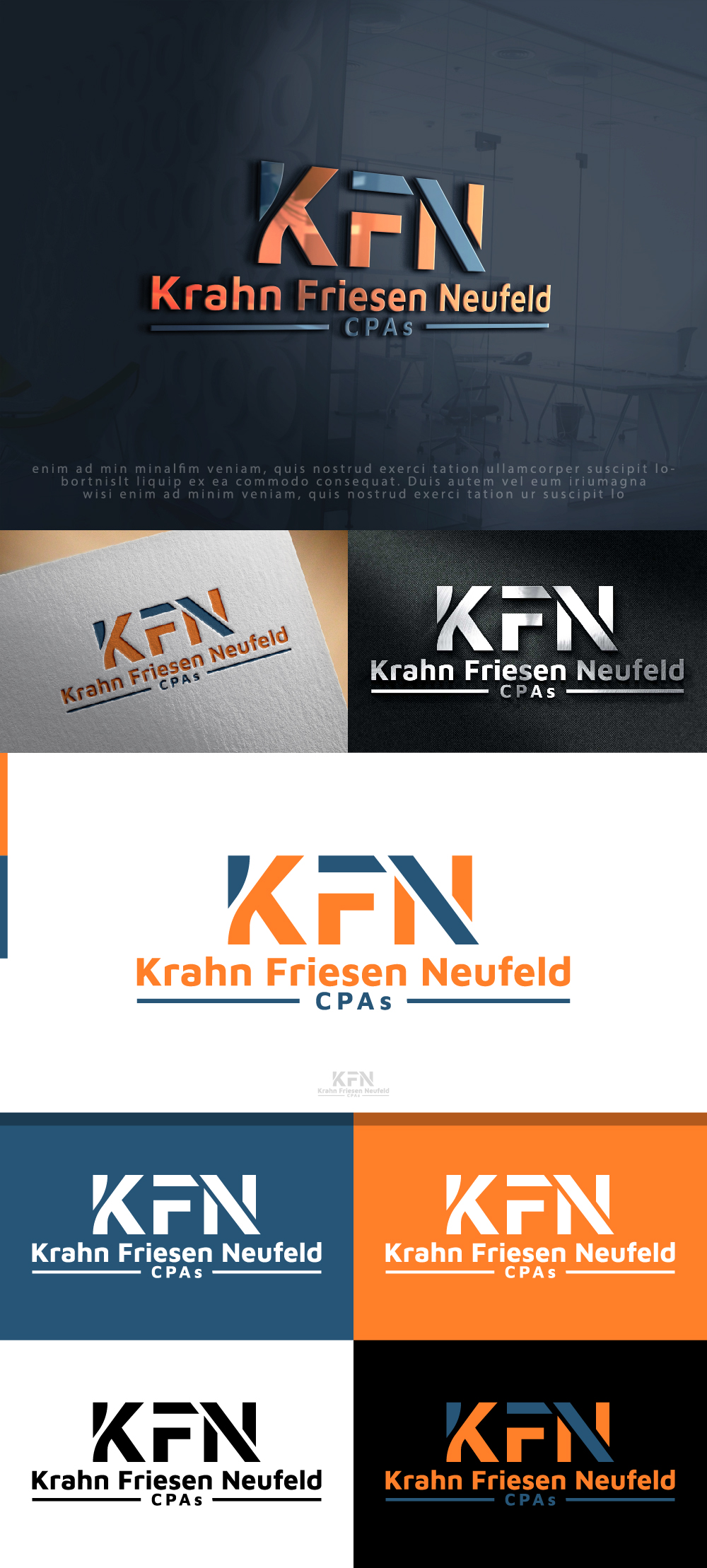 Logo Design by AlphabetZero.co.uk for Krahn Friesen Neufeld CPAs | Design #31055335