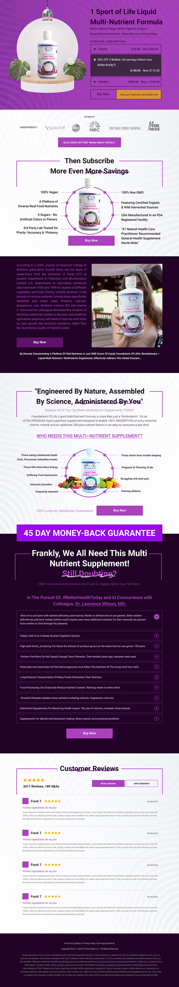 Web-Design von RP Digital für 1 Sport Of Life Global Inc | Design #31078766