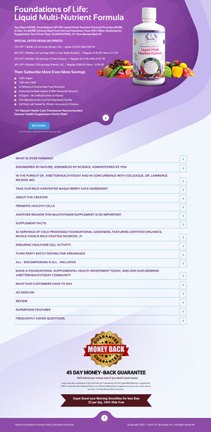 Liquid Multivitamin Landing/Product Page