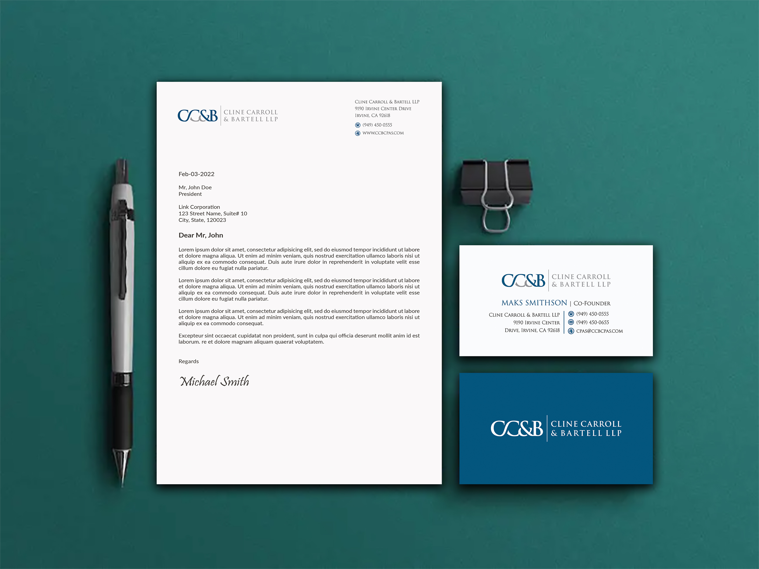 Business Card Design by sadikul islam for Cline Carroll & Bartell LLP | Design #31106928