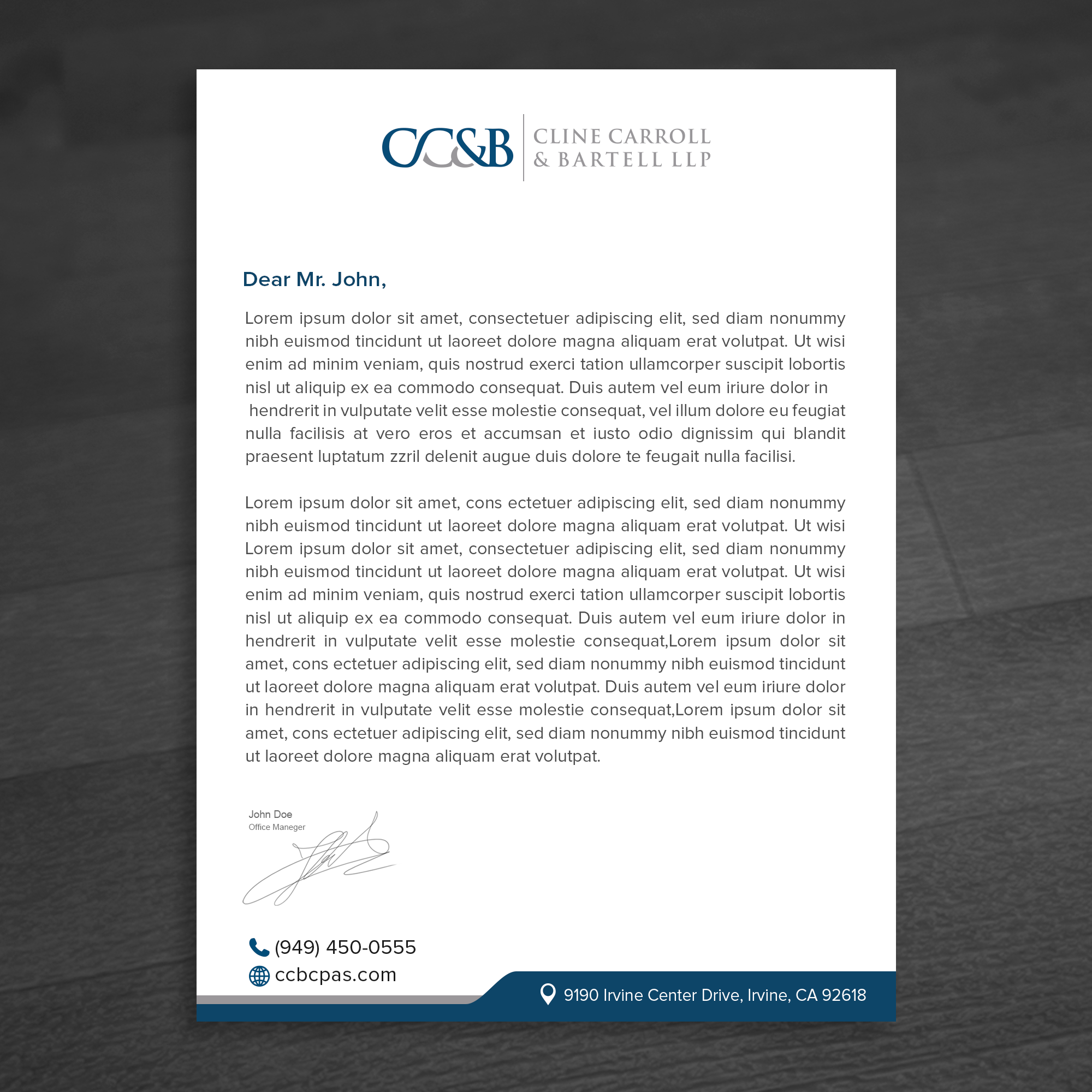 Visitenkarten-Design von WellDesign für Cline Carroll & Bartell LLP | Design #31104724