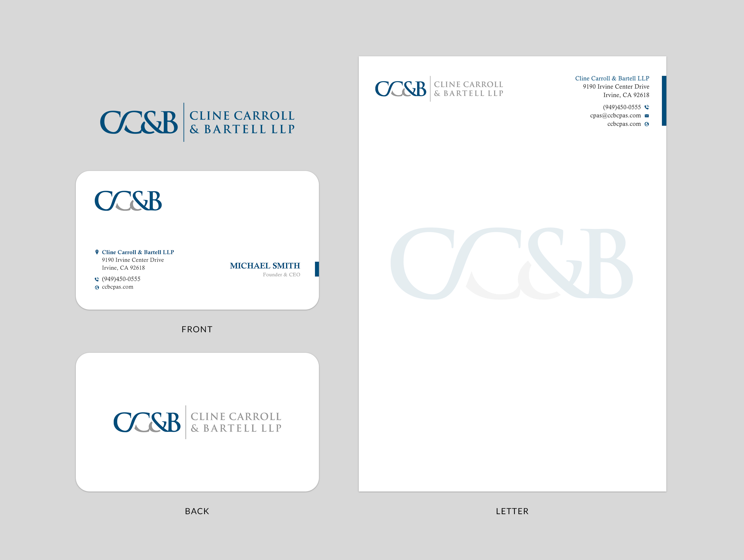 Business Card Design by Sun Moon Graphic Designer for Cline Carroll & Bartell LLP | Design #31104929
