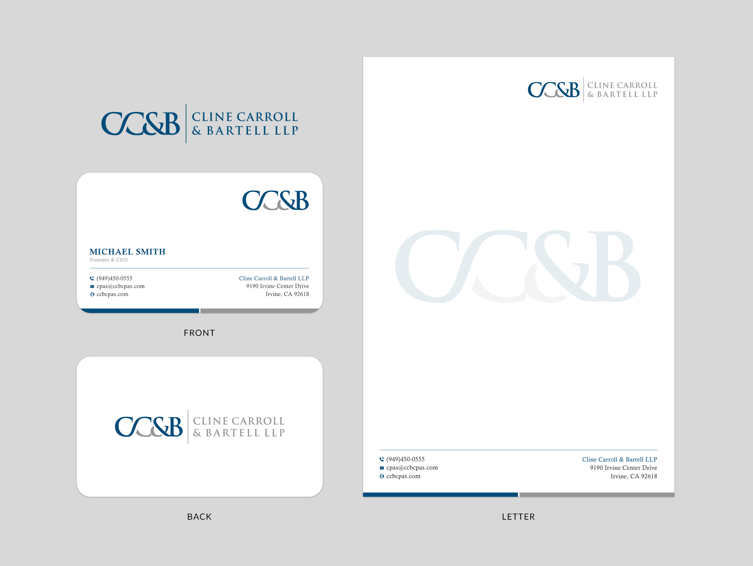 Business Card Design by Sun Moon Graphic Designer for Cline Carroll & Bartell LLP | Design #31104930
