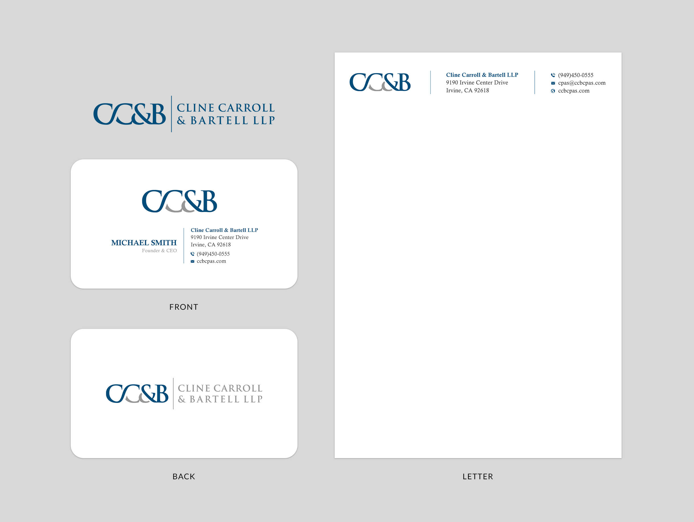 Business Card Design by Sun Moon Graphic Designer for Cline Carroll & Bartell LLP | Design #31104933
