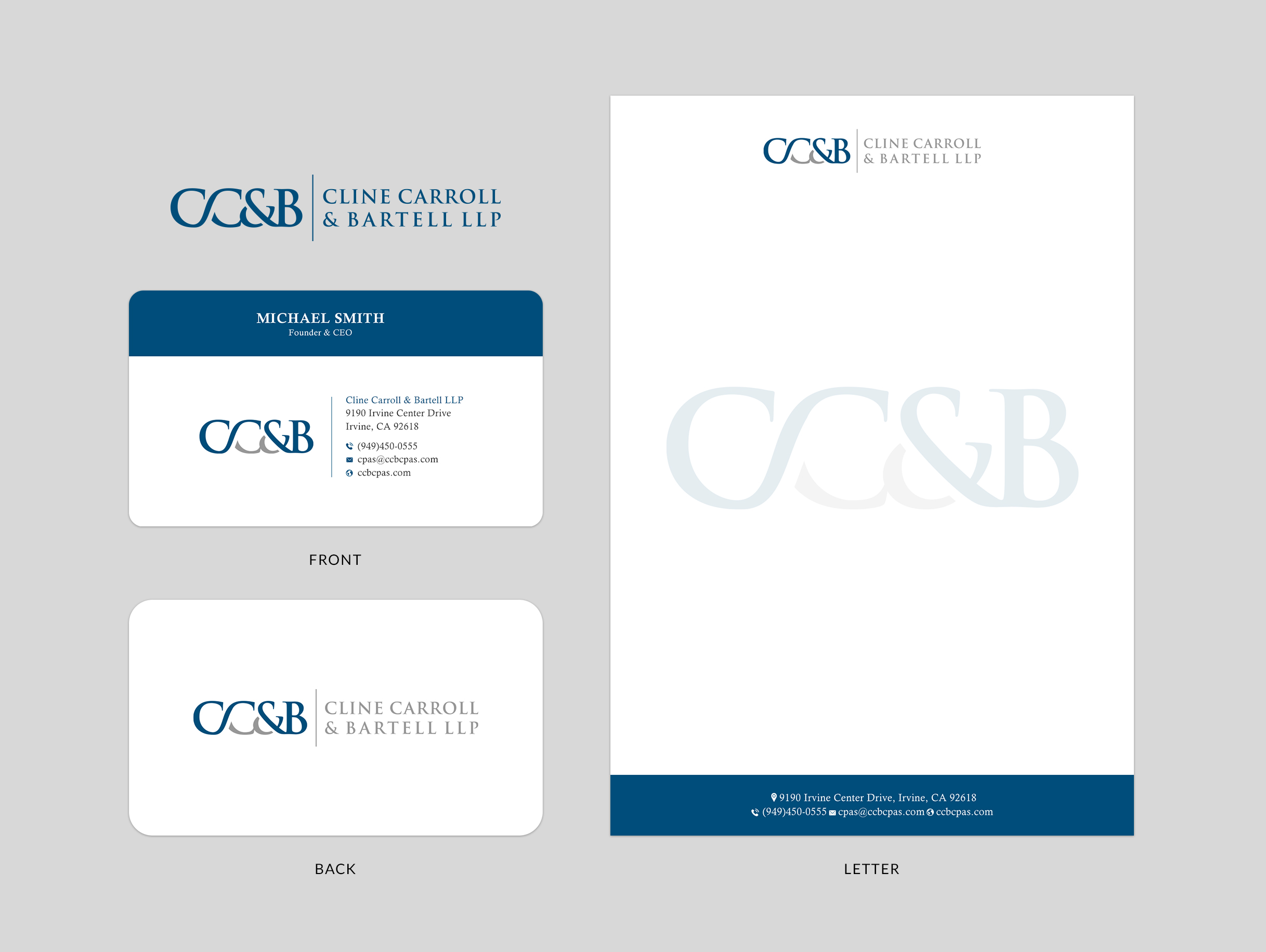 Business Card Design by Sun Moon Graphic Designer for Cline Carroll & Bartell LLP | Design #31104934