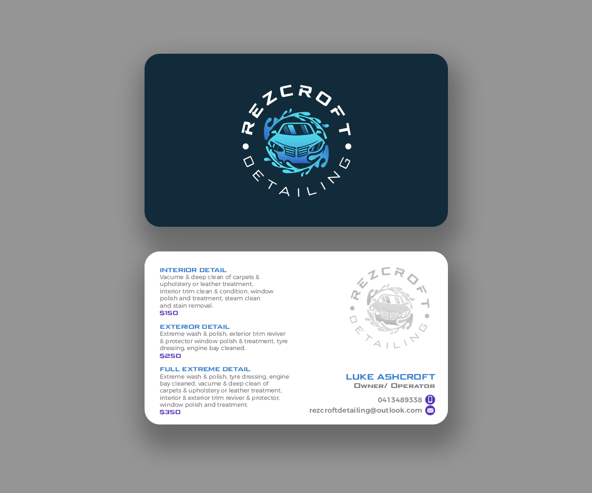 Business Card Design by Andrés Sebastián for RezCroft detailing  | Design #31111654