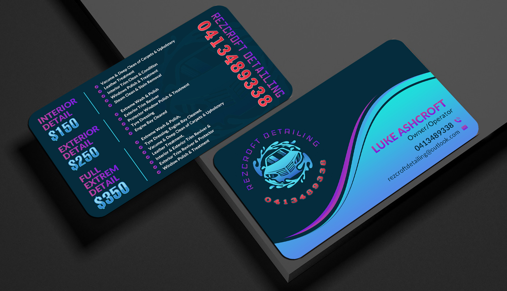 Business Card Design by Sun Moon Graphic Designer for RezCroft detailing  | Design #31108993