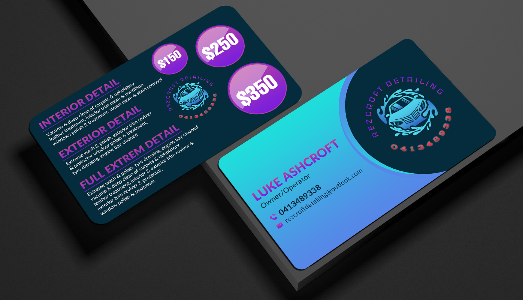 Business Card Design by Sun Moon Graphic Designer for RezCroft detailing  | Design #31108995