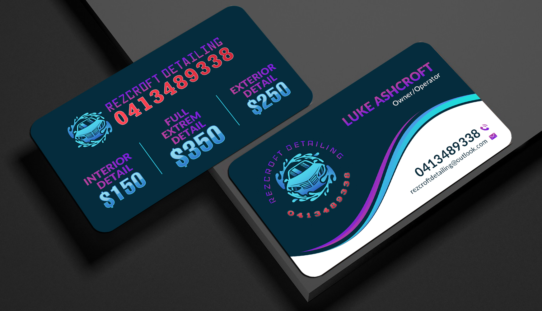 Business Card Design by Sun Moon Graphic Designer for RezCroft detailing  | Design #31108998
