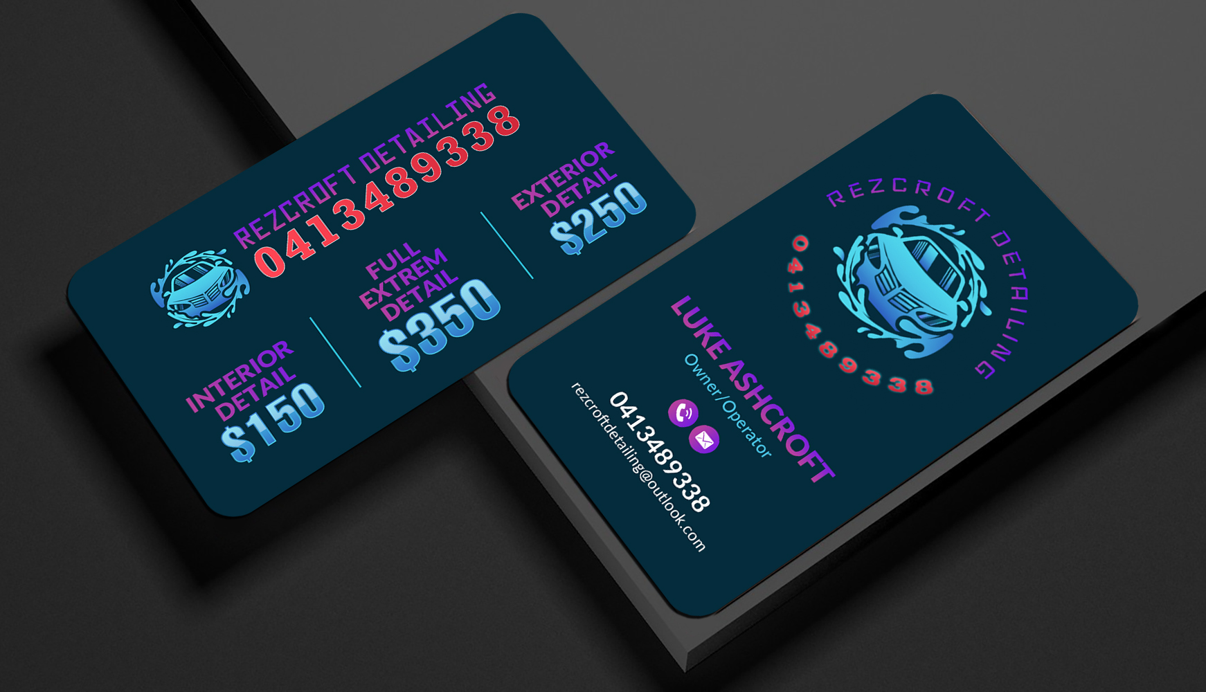 Business Card Design by Sun Moon Graphic Designer for RezCroft detailing  | Design #31108999