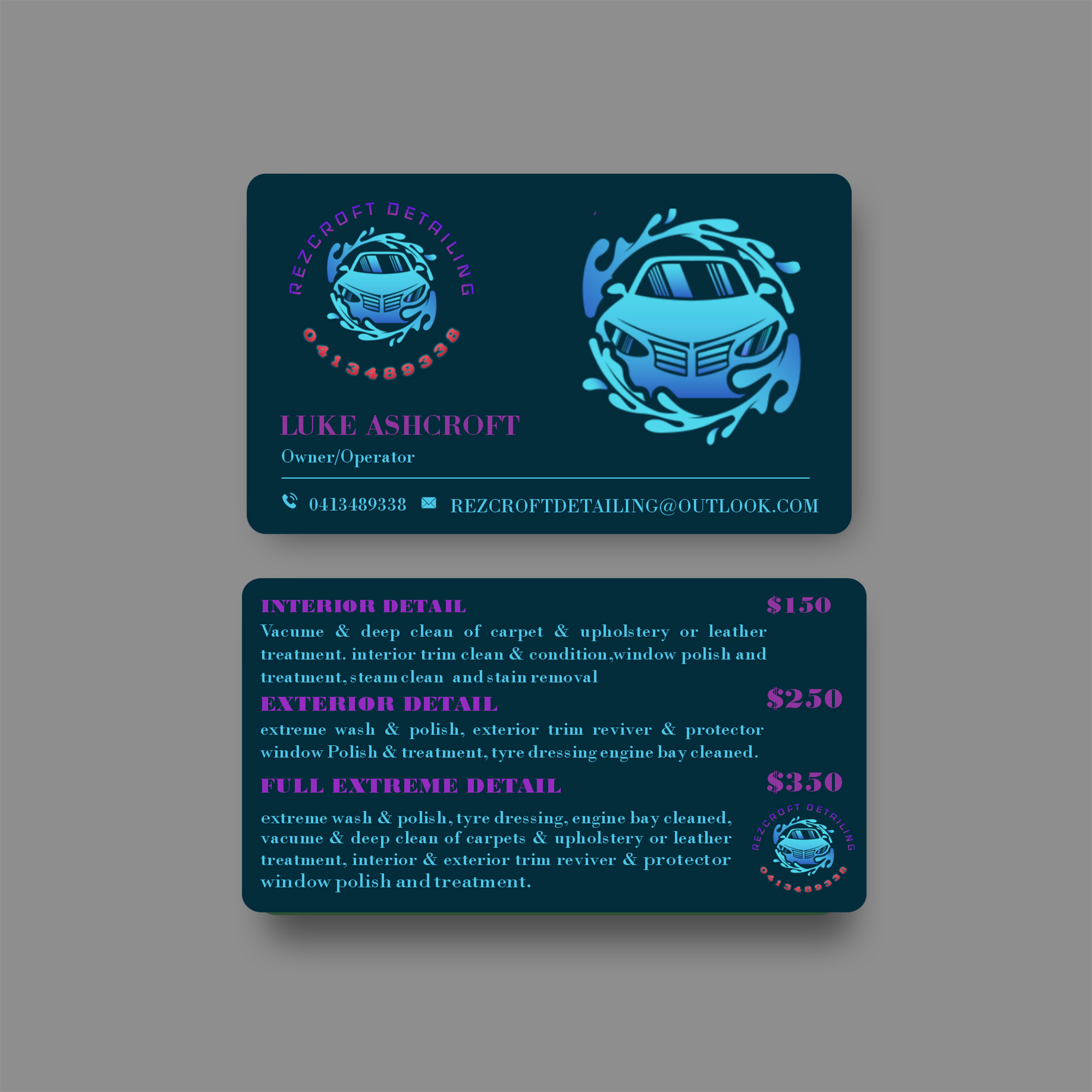 Visitenkarten-Design von jaggi5097 für RezCroft detailing  | Design #31111213