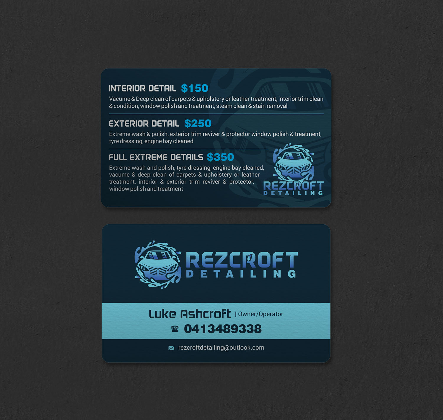Business Card Design by INDIAN_Ashok for RezCroft detailing  | Design #31144738