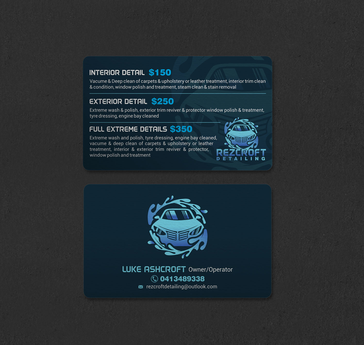 Business Card Design by INDIAN_Ashok for RezCroft detailing  | Design #31144739