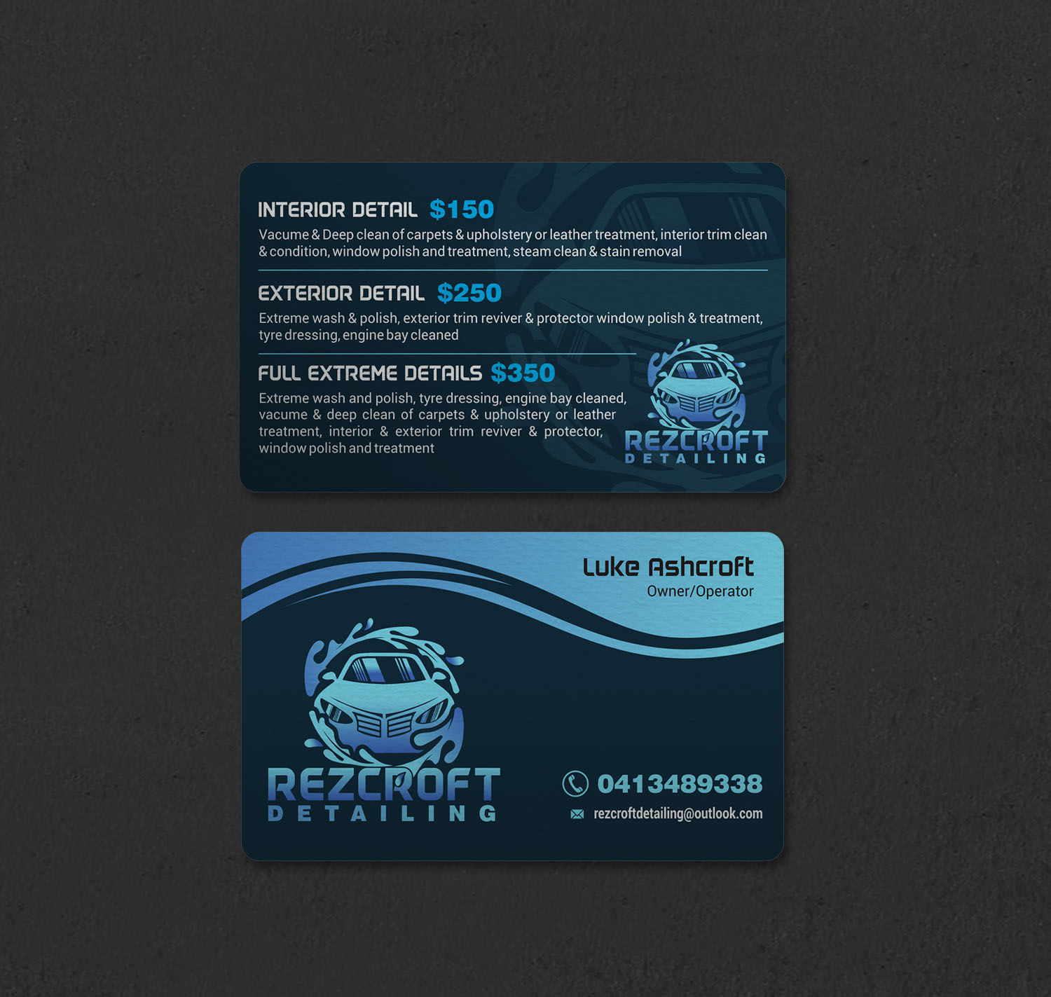 Business Card Design by INDIAN_Ashok for RezCroft detailing  | Design #31144740