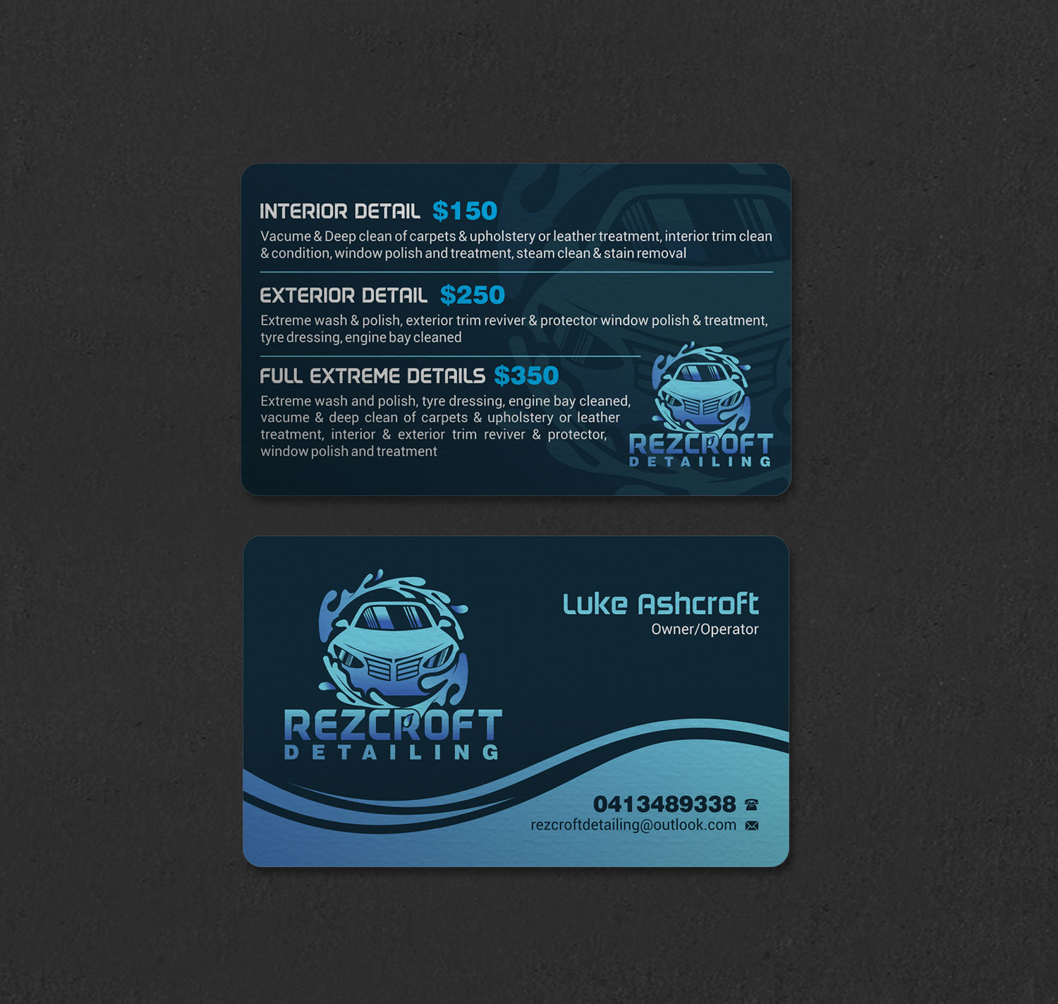 Business Card Design by INDIAN_Ashok for RezCroft detailing  | Design #31144741