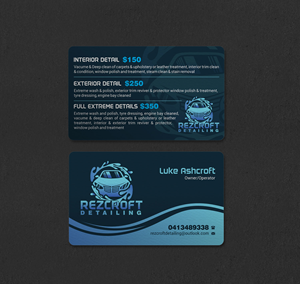 Business Card Design by INDIAN_Ashok for RezCroft detailing  | Design: #31144741