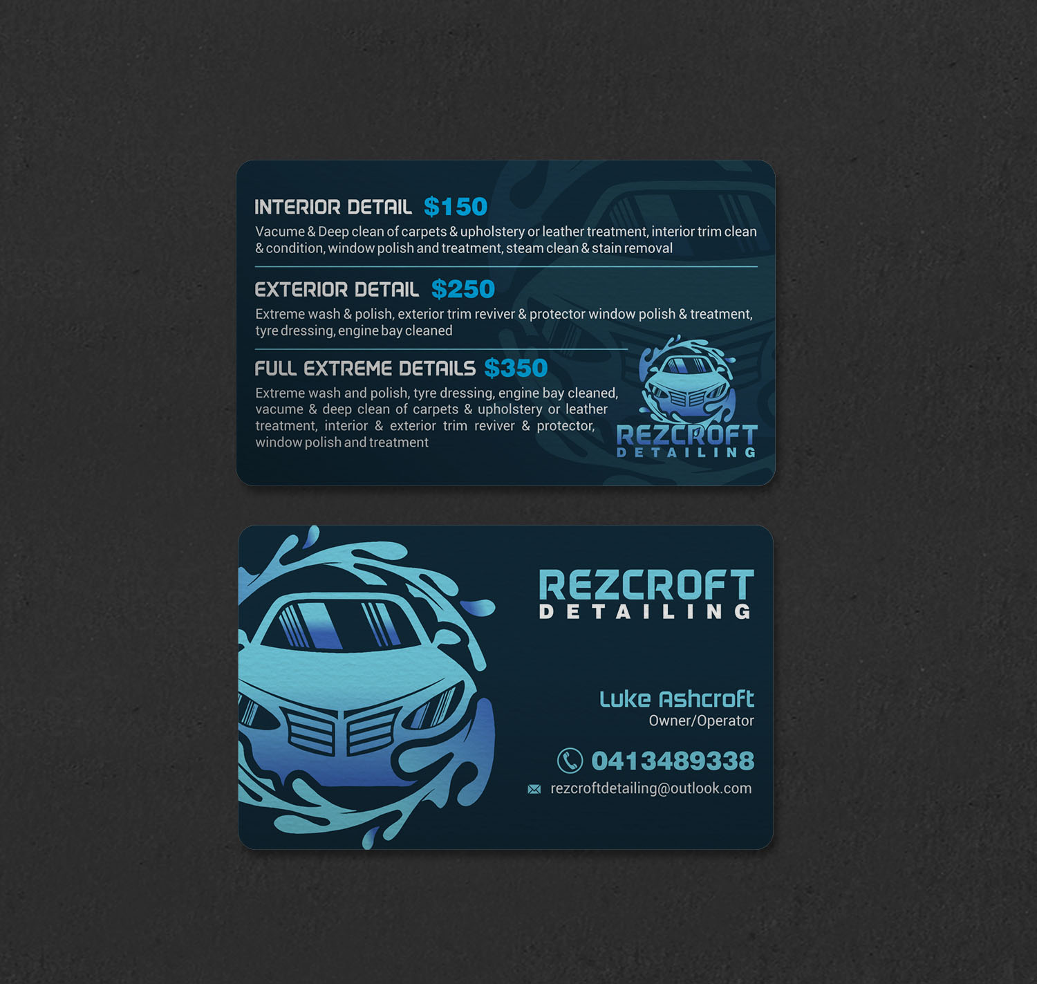 Business Card Design by INDIAN_Ashok for RezCroft detailing  | Design #31144742