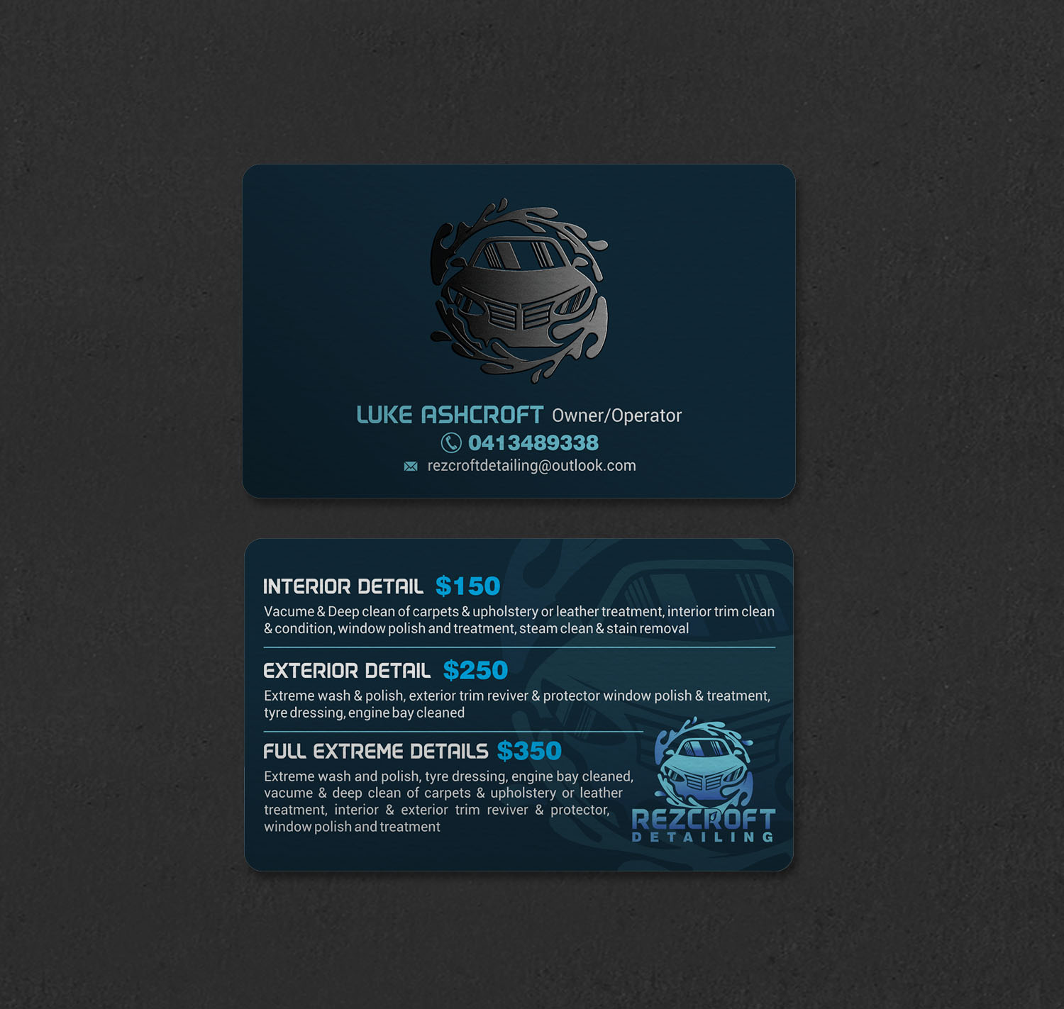 Business Card Design by INDIAN_Ashok for RezCroft detailing  | Design #31144745