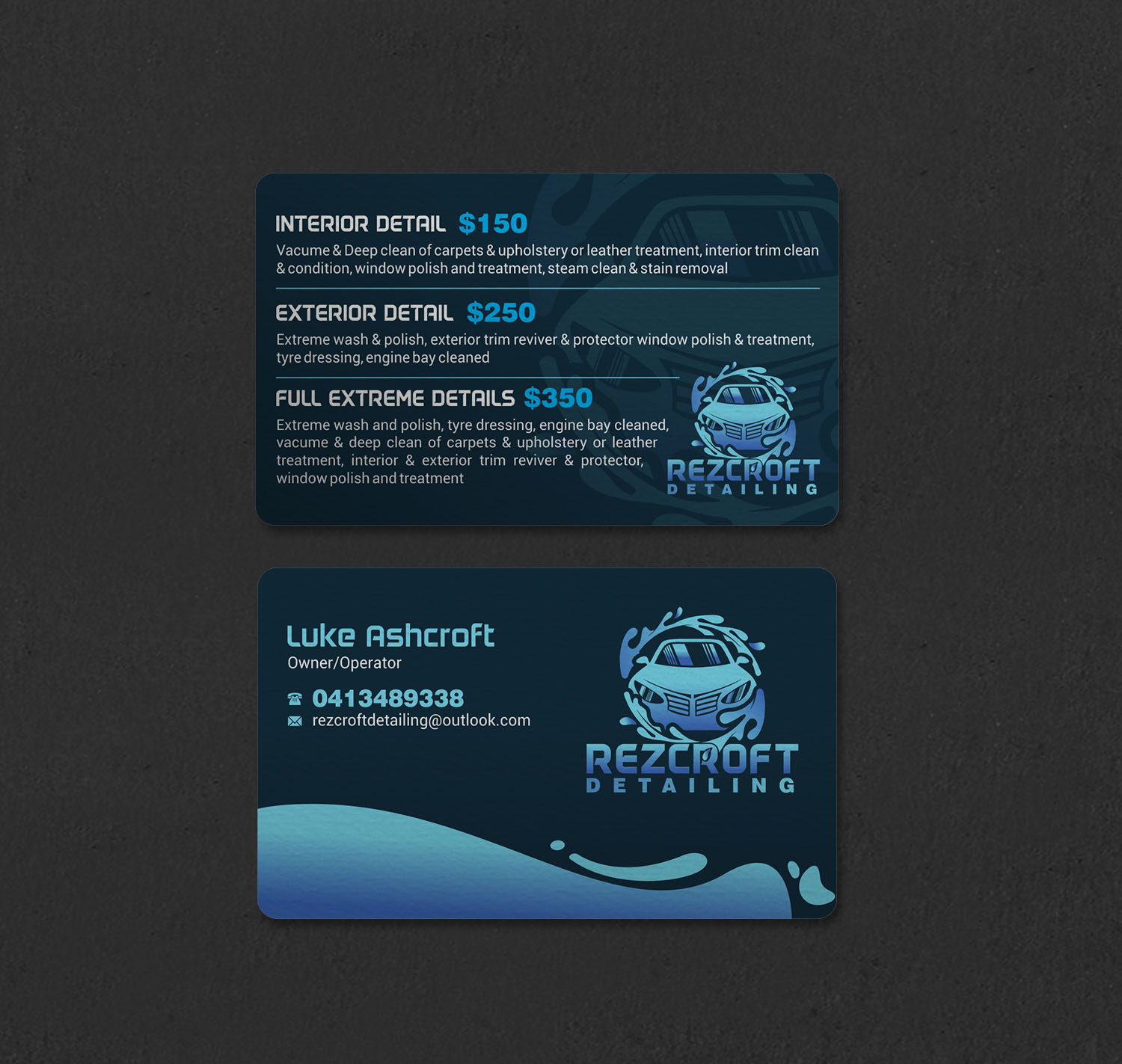 Business Card Design by INDIAN_Ashok for RezCroft detailing  | Design #31144746