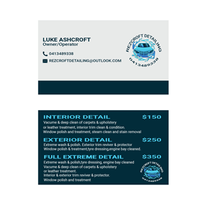 Design de Carte de Visite par Casey Kelechi pour RezCroft detailing  | Design #31123364
