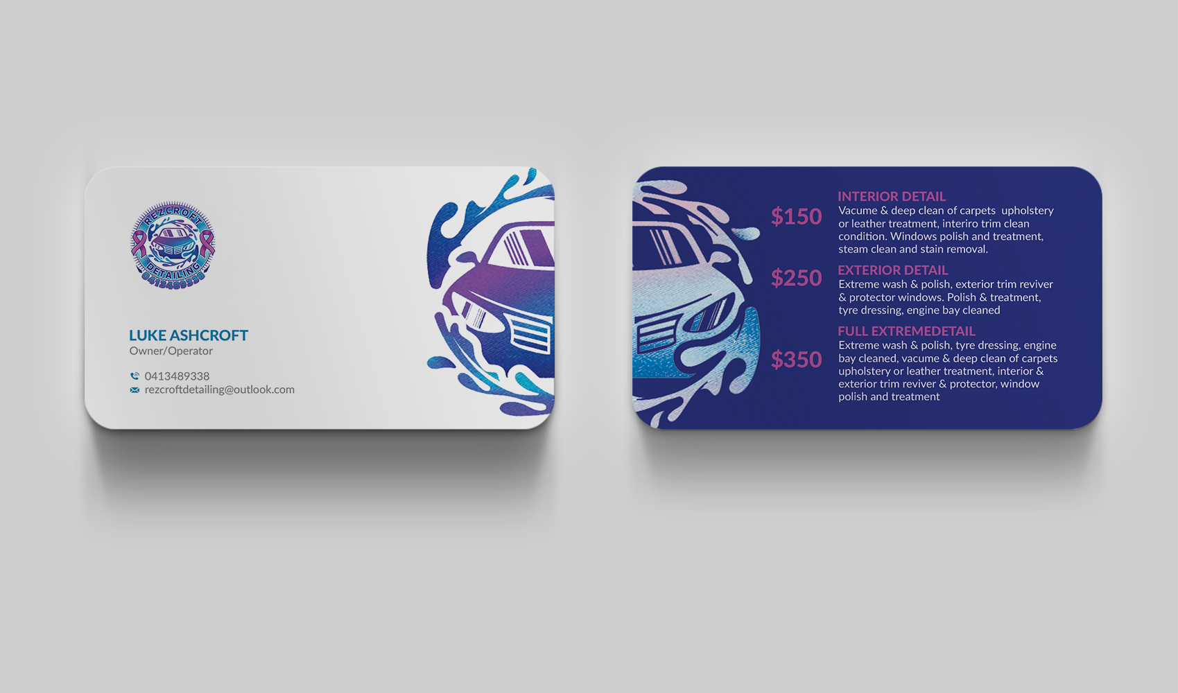 Diseño de Tarjeta de Presentación por OxonoArt para RezCroft detailing  | Diseño #31143632