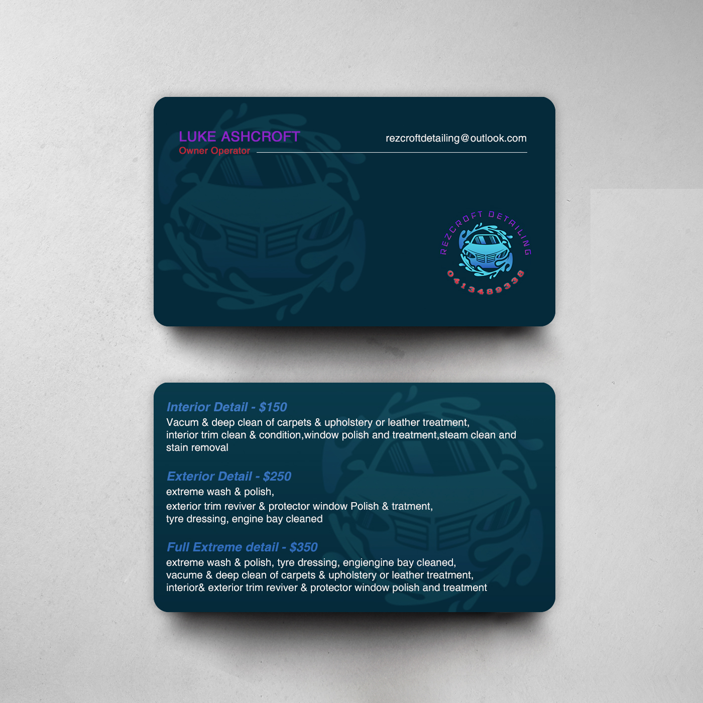 Business Card Design by Brand aid for RezCroft detailing  | Design #31120041