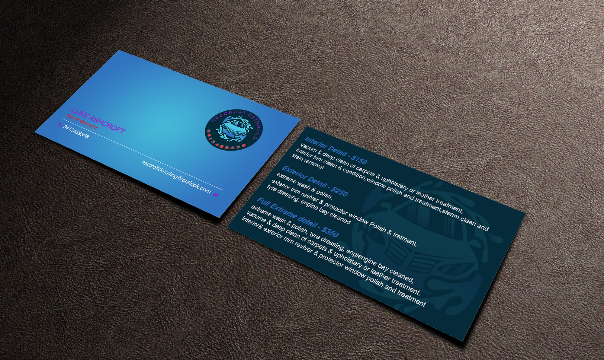 Business Card Design by Brand aid for RezCroft detailing  | Design #31120042