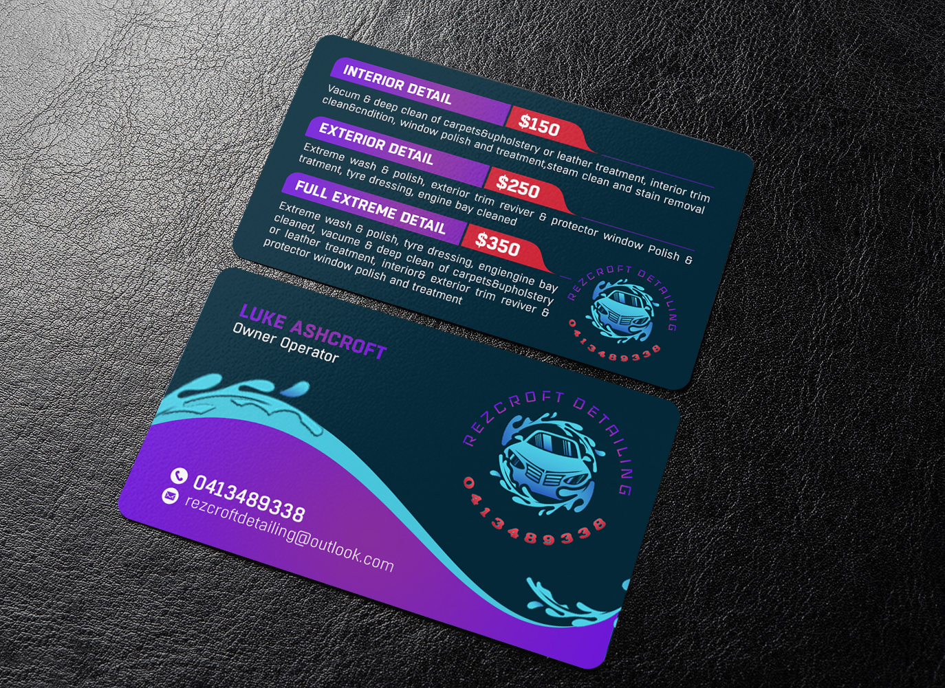 Business Card Design by chandrayaan.creative for RezCroft detailing  | Design #31109225